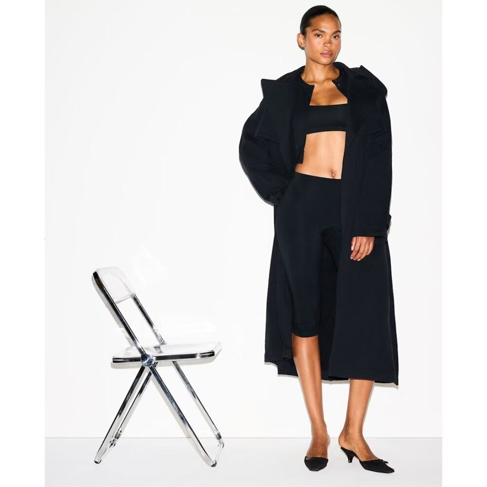 (S) NWT‎ $248 SKIMS Boyfriend Fleece Oversized Trench Coat in Onyx Size Small - Picture 5 of 9